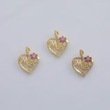 18K Gold pvd Mom Mother's Day Heart charm d - Tarnish Resistant