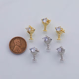 18K Gold PVD Wine Glass Martini Cup charm - Tarnish Resistant