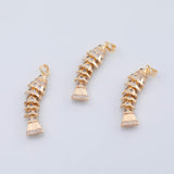18K Gold PVD Fish with flexible spine charm - Tarnish Resistant