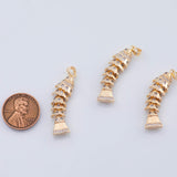 18K Gold PVD Fish with flexible spine charm - Tarnish Resistant
