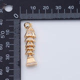 18K Gold PVD Fish with flexible spine charm - Tarnish Resistant