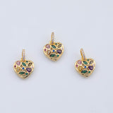 18K Gold pvd Heart multicolor gem Charm - Tarnish Resistant