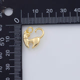 18K Gold PVD 22k Abstract Cat Charm 14x18mm Feminine Girl Cat Kitten Kitty Pendant Charms - Tarnish Resistant