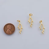 18K Gold PVD Tree Branch Coral Seaweed Charm 10x18mm Ocean Beach Nature 22k Charms Pendant Charms - Tarnish Resistant
