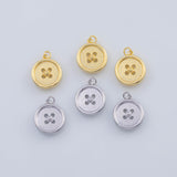 18K Gold PVD 22k button charm 14mm buttons seamstress clothing pendant charms - Tarnish Resistant