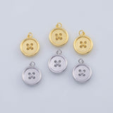 18K Gold pvd 22k button charm 14mm buttons seamstress clothing pendant charms - Tarnish Resistant