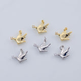 18K Gold PVD Dove charm 14x16mm flying bird pidgeon 22k charms pendant charms - Tarnish Resistant