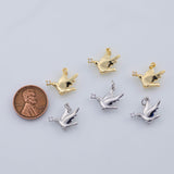 18K Gold PVD Dove charm 14x16mm flying bird pidgeon 22k charms pendant charms - Tarnish Resistant