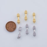18K Gold PVD dumbbell charm 5x20mm dumbbells dumb bell workout exercise weightlifting super strong charms - Tarnish Resistant