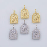 18K Gold PVD Beach ocean palm coconut tree tropical night scene charm 14x24mm 22k pendant charms - Tarnish Resistant