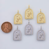 18K Gold PVD Beach ocean palm coconut tree tropical night scene charm 14x24mm 22k pendant charms - Tarnish Resistant