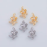 18K Gold PVD 22k girl flower charm 21x14mm pendant charms - Tarnish Resistant