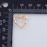 18K Gold PVD 22k heart charm 16x15mm pendant charms - Tarnish Resistant