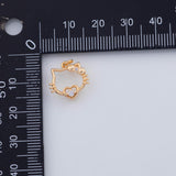 18K Gold PVD 22k girl cat charm kitty kitten 13x13mm pendant charms - Tarnish Resistant