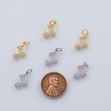 18K Gold PVD Music note charm 8x14mm 22k charms pendant charms - Tarnish Resistant