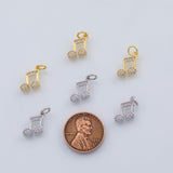 18K Gold PVD Music note charm 8x14mm 22k charms pendant charms - Tarnish Resistant
