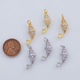 18K Gold PVD Fish gold fish koi 8x23mm 22k charms pendant charms - Tarnish Resistant