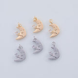 18K Gold PVD 22k Moon Charms Man on the Moon 18x12mm Pendant Charms - Tarnish Resistant