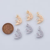 18K Gold PVD 22k Moon Charms Man on the Moon 18x12mm Pendant Charms - Tarnish Resistant