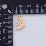 18K Gold PVD 22k Moon Charms Man on the Moon 18x12mm Pendant Charms - Tarnish Resistant