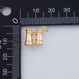 18K Gold PVD 22k 3d binoculars charm 11x13mm pendant charms - Tarnish Resistant