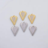 18K Gold PVD Heart pendant charm 24x31mm 22k pendant charms - Tarnish Resistant