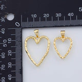 18K Gold PVD Hammered Heart charm - Tarnish Resistant