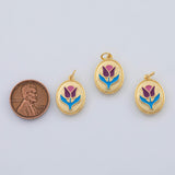 18K Gold PVD Flower Enamel charm - Tarnish Resistant