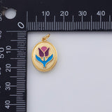 18K Gold PVD Flower Enamel charm - Tarnish Resistant