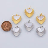 18K Gold PVD Heart mother of pearl charm - Tarnish Resistant