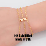 Gold Filled Detangler Minimalist Style Band Three Hole Spacer Permanent jewelry bracelets necklaces - Connectors GF Sterling Made in the USA