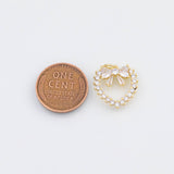 18K Gold PVD Bow heart charm 16x16mm 22k pendant charms - Tarnish Resistant