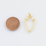 18K Gold PVD Arrowhead charm 15x25mm 22k pendant charms - Tarnish Resistant