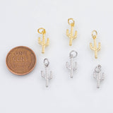 18K Gold PVD 22k cactus charm 7x15mm pendant charms - Tarnish Resistant
