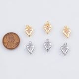 18K Gold PVD 22k honey bee heart charm 8x12mm pendant charms - Tarnish Resistant