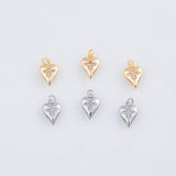 18K Gold PVD 22k honey bee heart charm 8x12mm pendant charms - Tarnish Resistant