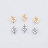 18K Gold PVD 22k honey bee heart charm 8x12mm pendant charms - Tarnish Resistant