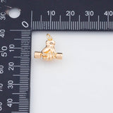 18K Gold PVD 22k strong hs holding dumbbells bars power strength workout exercise weightlifting charm 13x19mm charms - Tarnish Resistant