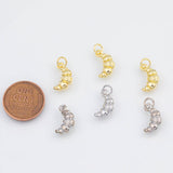 18K Gold PVD 22k croissant bread charm 8x14mm pendant charms - Tarnish Resistant
