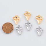 18K Gold PVD Rose Heart Charm 15x11mm 22k Pendant Charms - Tarnish Resistant