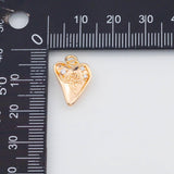 18K Gold PVD Rose Heart Charm 15x11mm 22k Pendant Charms - Tarnish Resistant