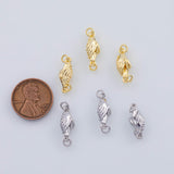 18K Gold PVD 22k hshake connector charm 6x16mm pendant charms - Tarnish Resistant