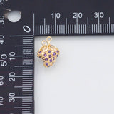 18K Gold PVD 22k Grape Charm Purple Fruit Grapes 10x14mm Pendant Charms - Tarnish Resistant