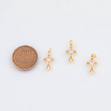 18K Gold PVD 22k dainty cross charm 8x14mm earrings s charm charms - Tarnish Resistant