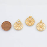 18K Gold PVD 22k Sun Burst Charm Pendant Charms - Tarnish Resistant