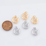 18K Gold PVD 22k Moon Sprouting into Plants Charm 15x12mm Nature Life Growth Pendant Charms - Tarnish Resistant