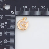 18K Gold PVD 22k Moon Sprouting into Plants Charm 15x12mm Nature Life Growth Pendant Charms - Tarnish Resistant