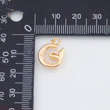 18K Gold PVD 22k Moon Sprouting into Plants Charm 15x12mm Nature Life Growth Pendant Charms - Tarnish Resistant