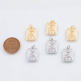 18K Gold PVD 22k Sun Tarot H Palms Holding Sun Tarot Card 12x17mm Charm Pendant Charms - Tarnish Resistant