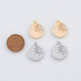 18K Gold PVD 22k sun charm 15mm coin pendant charms - Tarnish Resistant